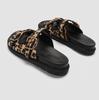 Leopard Metal Buckle Design Women Slippers Sexy Comfort Non Slip Slide Sandals 2025 Summer Platform Flip Flops