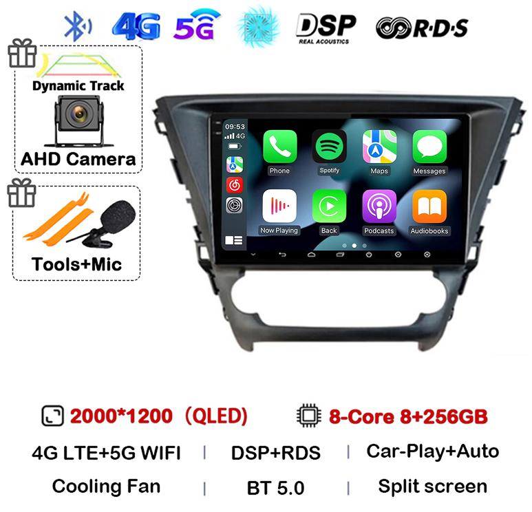 Android 14 Carplay Auto WIFI+4G For Toyota Avensis 2018 2019 2020 Car Radio Multimedia GPS Stereo Video Player DSP 360 Camera BT