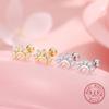 925 Sterling Silver Moon Star Stud Earrings - Shiny Zircon Inlaid Celestial Ear Jewelry for Women Gold/Silver Fashion Daily