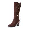 Fashion 2024 Large Size  Big Size High Quality Autumn and Winter   Women's Shoes   Pointed Toe Thick Heel Winter Boots for Women 34-40