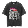 Vintage Washed Anime Jojo Bizarre Adventure T-shirt Giorno Giovanna Manga Graphic T-shirts Men's Clothing Cotton Casual T shirts