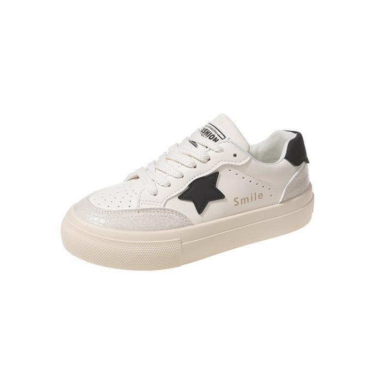 Little White Shoes Women's New Versatile Student Casual Shoes Star Color Matching Round Head Lace-up Sports Board Shoes