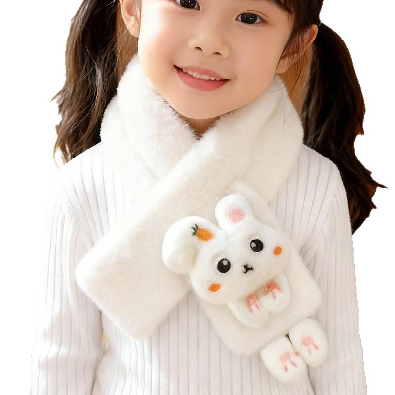Korean Style Winter Plush Rabbit Scarf for Children: Cute, Thick, and Warm Neck Protector