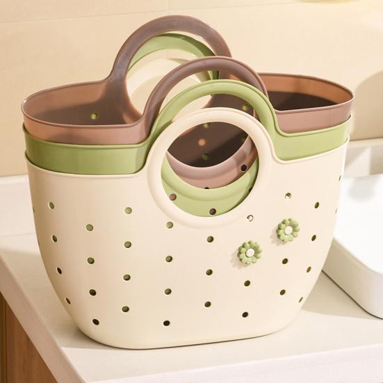 Handheld Basket Portable Bathroom Shower Tote Caddy with Handles Hollowed Out Storage Basket Tote for Home Bedroom College Dorm