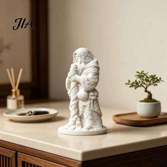 3D Printed Desk Decor Beggar Monk Figurine, DIY Unpainted White Statue, Vintage Chinese Style Home Accents Wandering Elder Sculpture, Creative Decor,