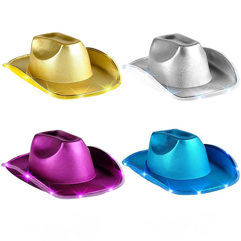 Light Up Cowboy Hats LED Wedding Hats Neon Sparkly Hats Gift for Bridal Wedding Shower Dance Bachelor Party Prom