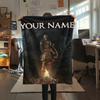 1PC Custom Name Dark Souls Patterned Flannel Blanket Suitable For All Seasons for Home Decor Warmth and Comfort Gifts Holiday Present_xia
