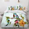 Flower Bird King Queen Duvet Cover Colorful Tropical Floral Bedding Set For Women Watercolor Plant 2/3pcs Polyester Quilt Cover
