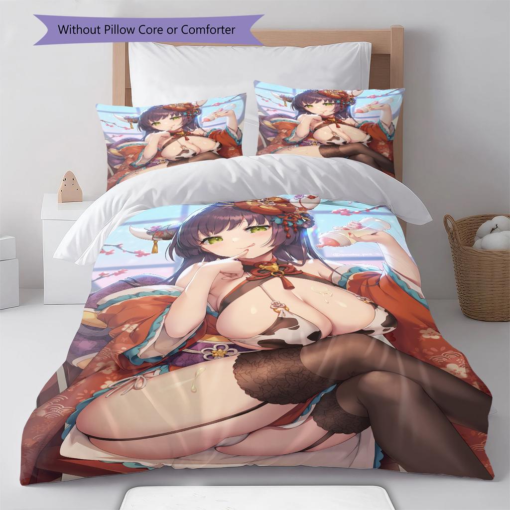 Anime-mönstrat sängkläder täcke set påslakan örngott Heminredning Födelsedagspresent (1 * påslakan + 2 * örngott, utan kärna)