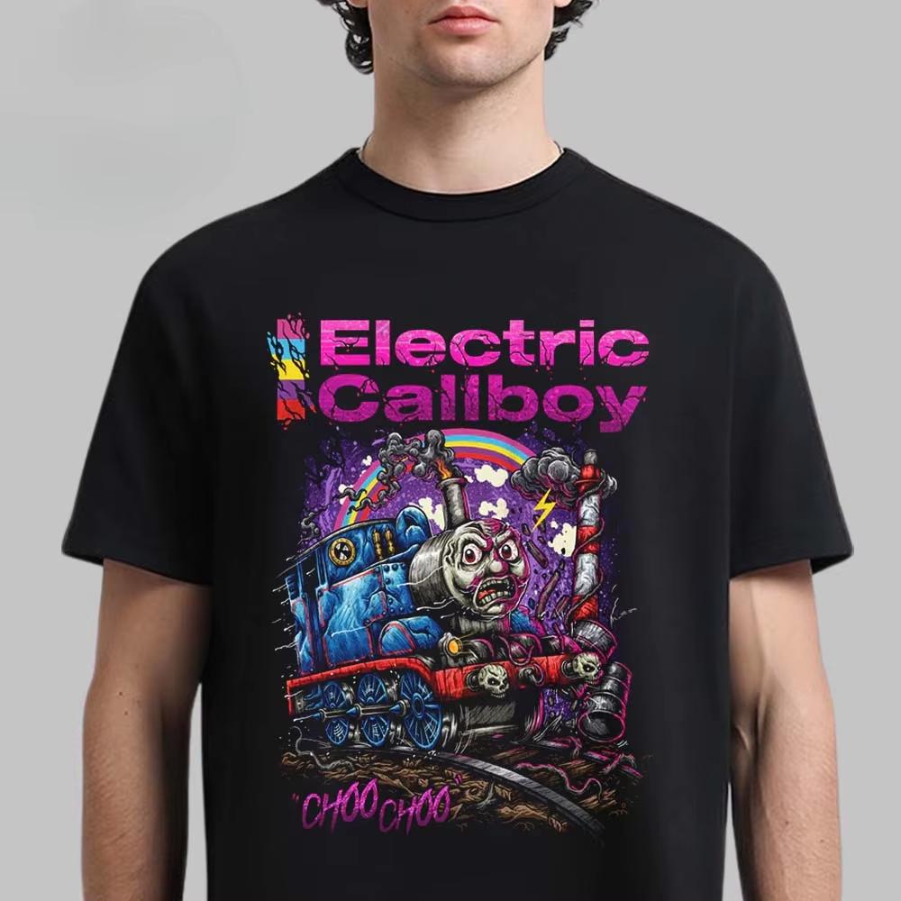 Electric Callboy Evil Thomas Train Graphic Tee Dark Cartoon Streetwear Casual Unisex
