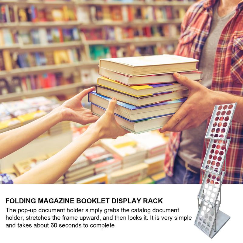 Brochure Display Stand Literature Stand Flyer Display Foldable Catalog Holder Floor-Standing Carrying Bag Included Portable