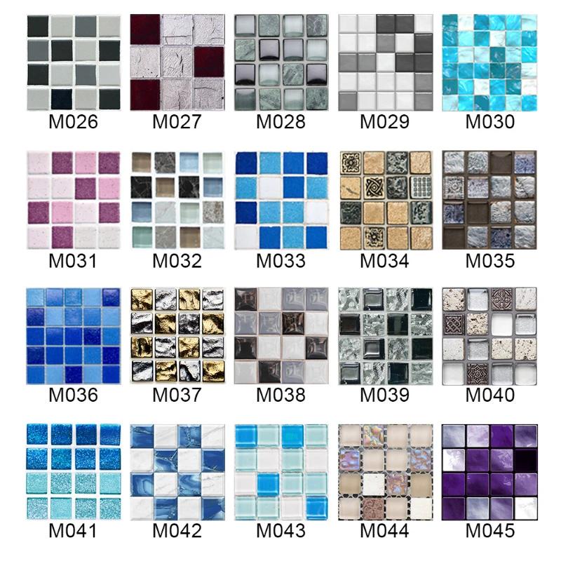 10PCS Mosaic Style Tile Simulation Stickers Self-adhesive Kitchen Waterproof PVC Wall Stickers Living Room Bathroom Decoration