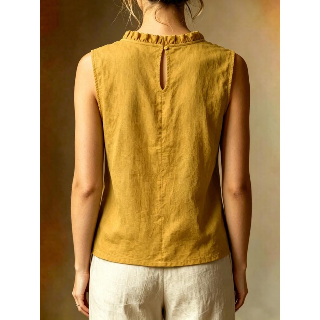 Women's Loose Slimming Round Neck Sleeveless Blouse Casual Solid Fashion Summer Top