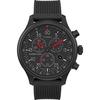 Timex Mens Expedition Field 43mm Watch - Brown Strap Black Dial Gunmetal Case Blackout/Red Silicone Strap.