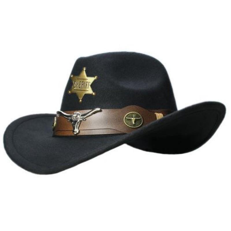 Vintage Cowhead Star Badge Western Cowboy Hat With Wide Brim For Adults And Kids