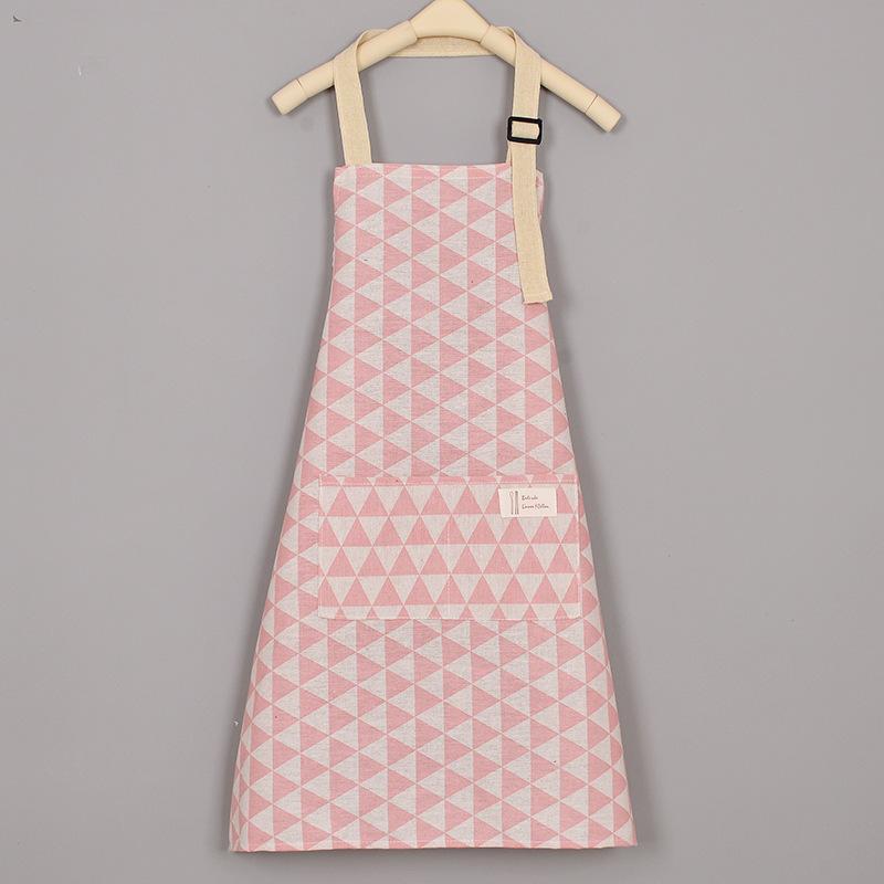 

Nordic Style Cotton Linen Apron with Geometric Pattern - Adjustable Straps Kitchen Baking Workwear Home Cooking Anti-Stain Bib A OneSize рожевий