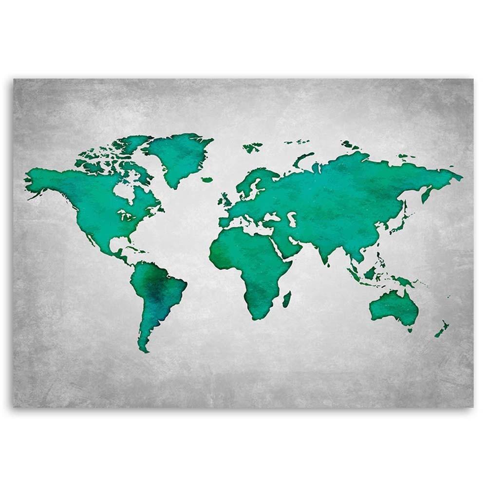 Canvas print, Green world map on concrete