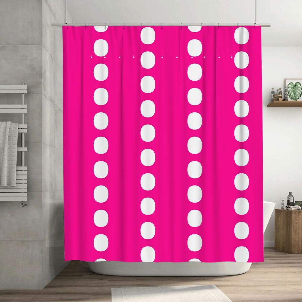 Bright Pink White Polka Dot Shower Curtain Waterproof Bathroom Decor for Home Decoration Modern Print Design Bath Mat Sets (210x