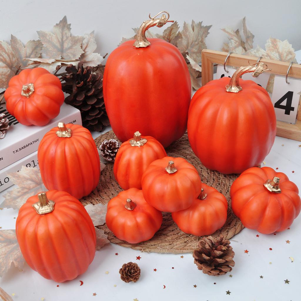 1Set Halloween Pumpkins Decor Foam Fake Pumpkins for Autumn Thanksgiving Halloween Farmhouse Table Realistic Decorations