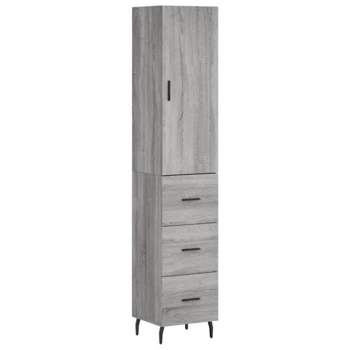 VidaXL Highboard Sonoma Grey 34.5x34x180 Cm Engineered Wood 3198871
