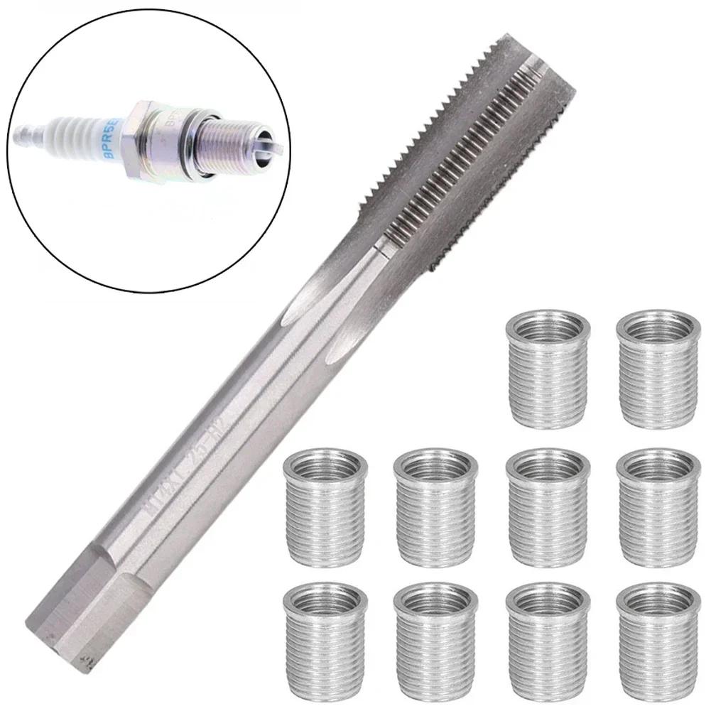 10 Stück Gewindeloch-Reparaturwerkzeuge Metall M10 X 1,0 Muttern und 1 Stück X1,0 Gewindebohrer zur Wiederherstellung beschädigter Gewinde Reparaturwerkzeuge Bohrer