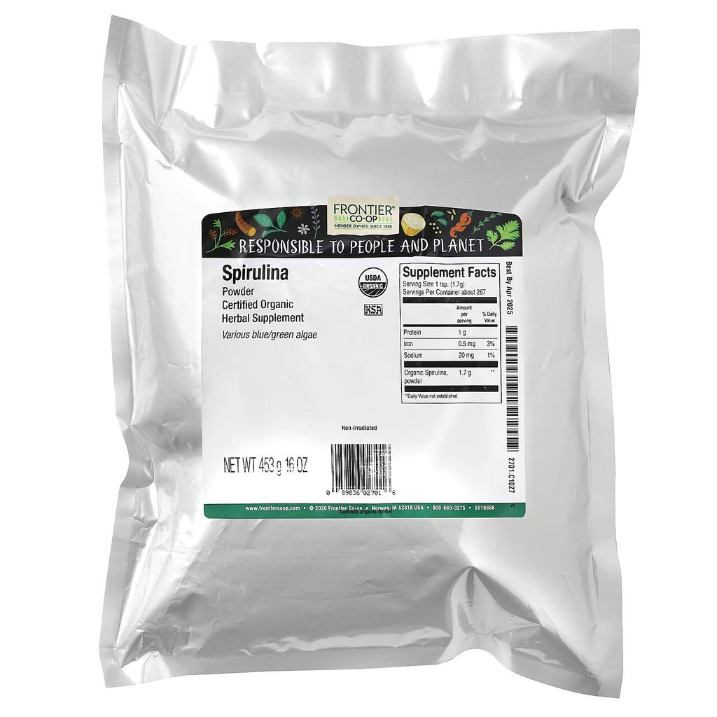 Frontier Co-op Organic Spirulina Powder, 453G(16Oz)