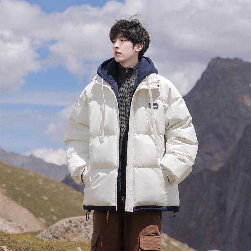 Men's Winter 2025 Retro Cotton-Padded Jacket - Thick, Trendy, Fake Two-Piece Coat