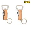 2PCS Beer Bottle Opener Keyring Keychain Stainless Steel Multifunctional Wooden Handle Corkscrew Wine Opener Bar Party Accessor 6