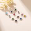 5 pcs/lot 5mm Birthstone Charms with 2 Holes Stainless Steel Crystal Pendant For Necklace Bracelet Making DIY Accessories