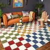 Printed Chick White Black Checkered Area Runner Rug Elegant Machine Washable Checkerboard Pattern Print Carpet Modern Home Gift