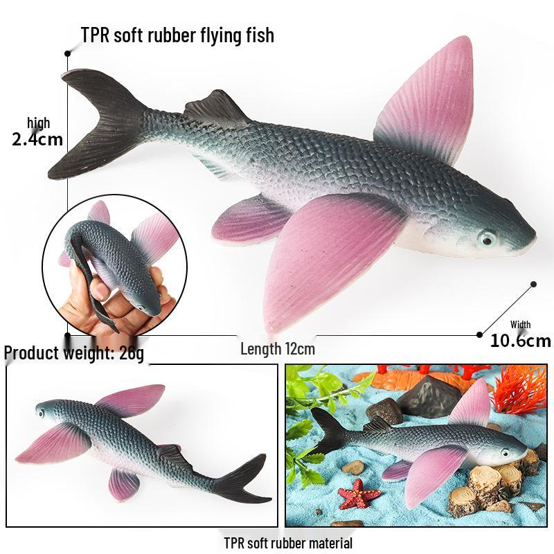 Kids' Marine Animal Model Stress Relief Toy Set: Pufferfish, Octopus, Crab, Shark, Dunkleosteus