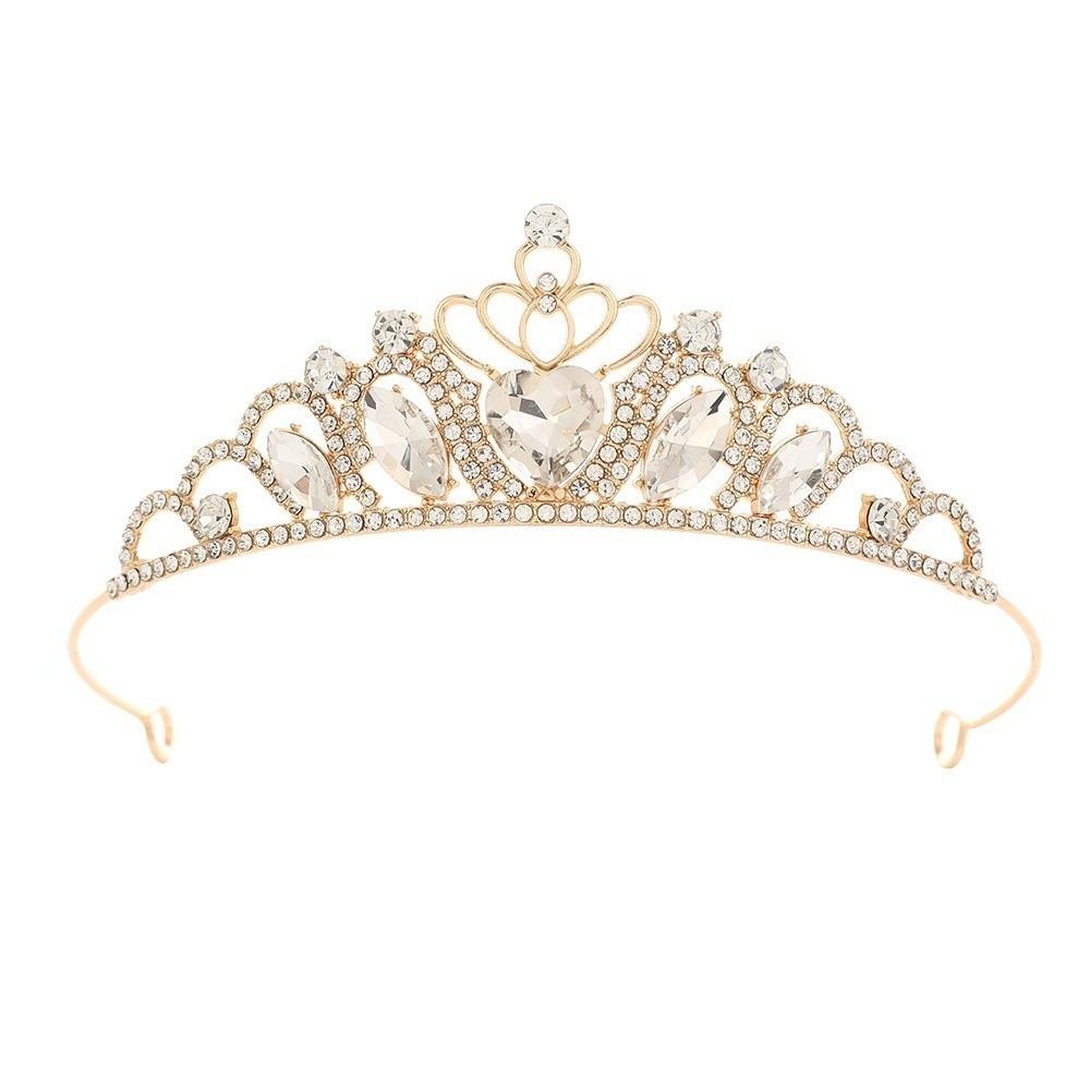1Pcs Shining Bride Princess Tiara Hair Crown Crown Hair Accessory Bridal Hair Accessories золотой