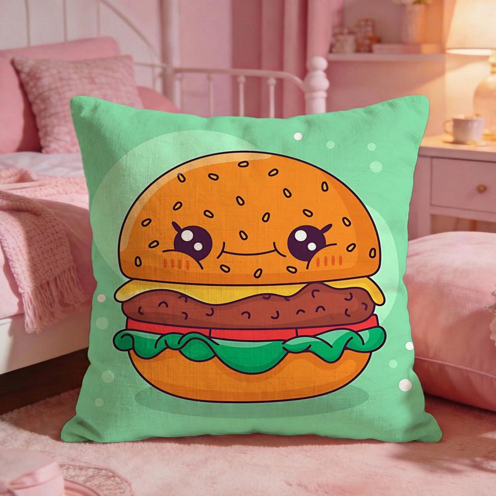 FoodBurgerS Cushion Cover Premium Comfort Reversible Pillow Cove Two in One Design for Any Room Car Interior