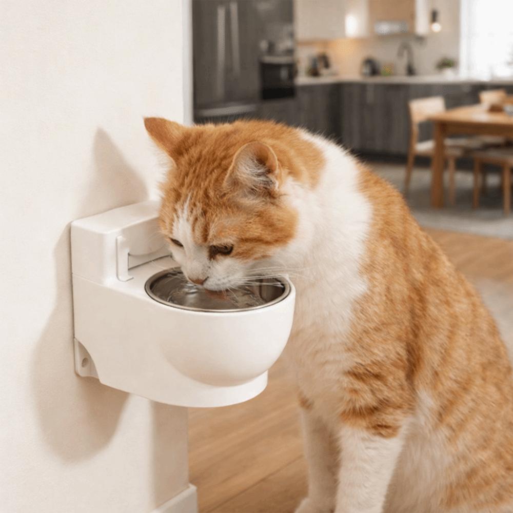Wall-Mounted Toilet Shaped Cat Water Dispenser Stainless Steel Split Design Dog Drinking Bowl Simulation Closestool With Lid