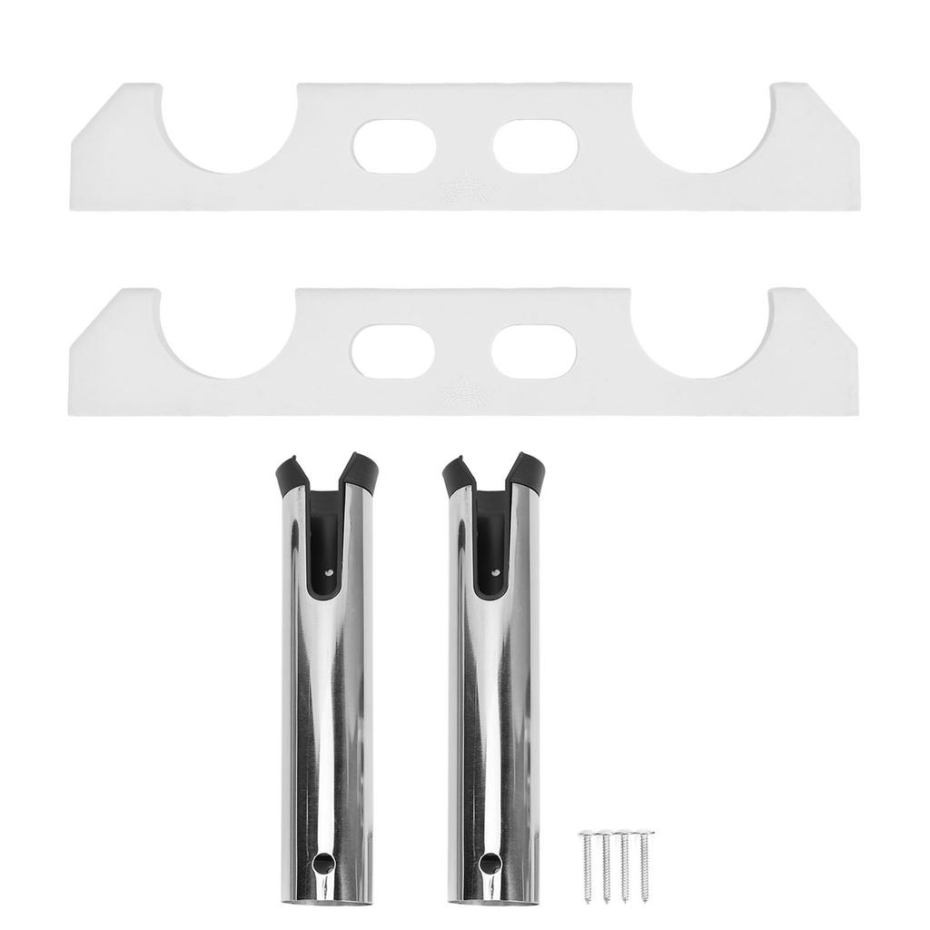 Stainless Steel Fishing Rod Holder 2 Link Tubes Heavy Duty Fishing Rod Rack for Marine Yacht Camper RV Fishing Boat