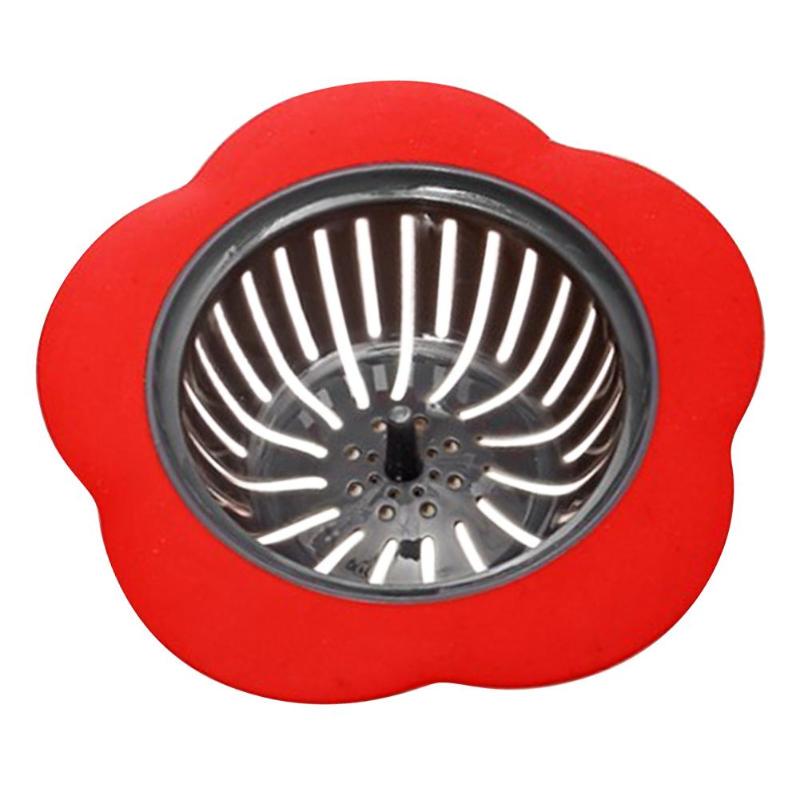 Silicone Sink Strainer Flower Shaped Shower Sink Drains Cover Sink Colander Sewer Hair Filter Kitchen Accessories
