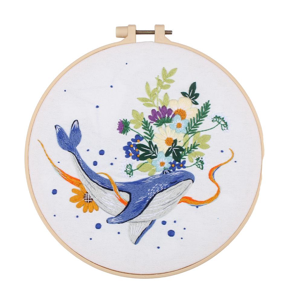Stickerei Diy Handgemachte Materialtasche Delfin Blume Tier Europäische Dreidimensionale Stickerei