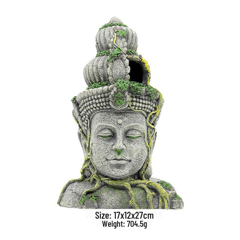 Reptile & Fish Tank Resin Bodhisattva Head Ornament