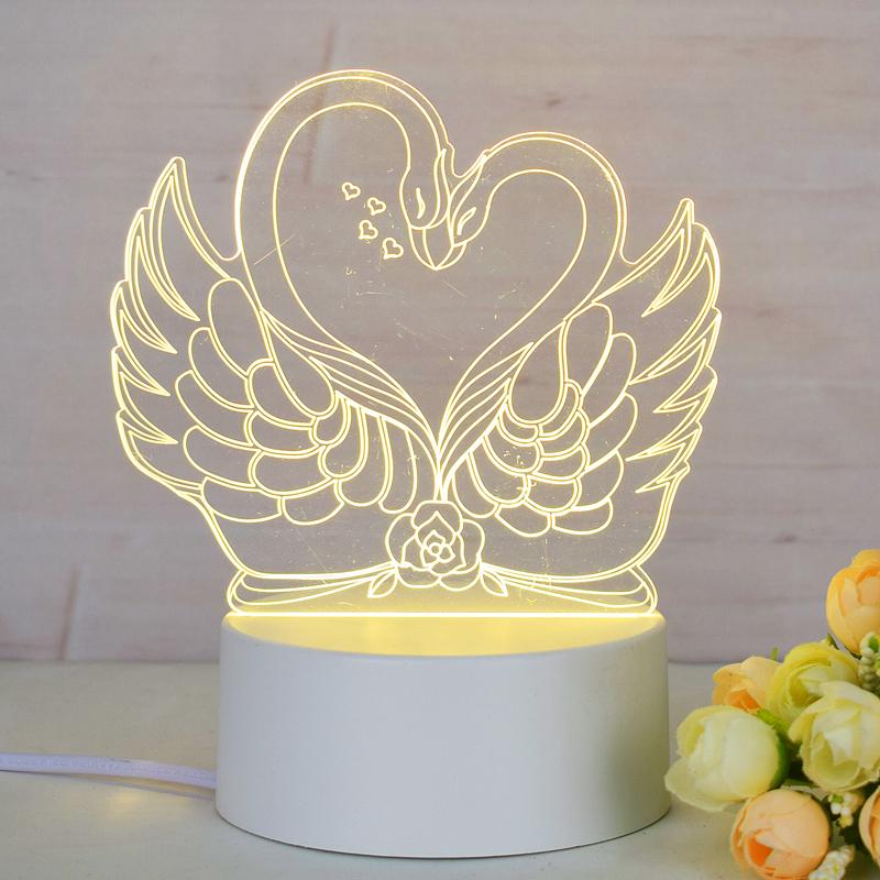 Customize Acrylic 3D Illusion LED Warm White Night Light for Living Room Kids Bedroom Decorative Lamp with USB Power