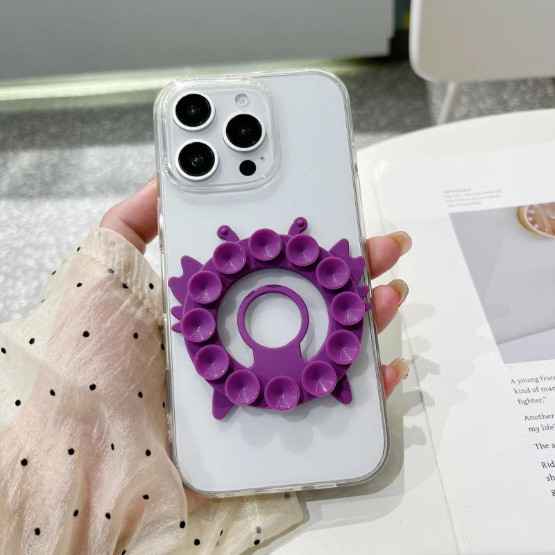 Silicone Suction Phone Stand: Anti-Slip, Magnetic, Finger Ring Holder for Desktops