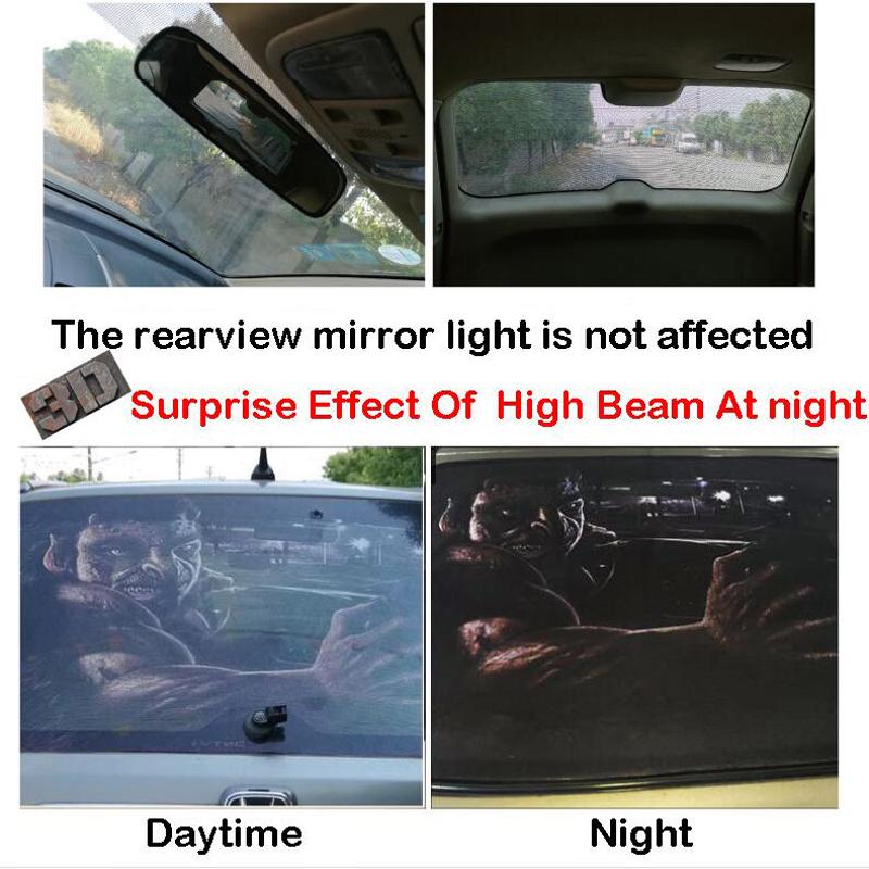 Car Rear Window Decor Foils Horrible Ghost Rear Windshield Decals Thriller Graphic Sticker 70x130cm 3D Pattern Decoration OEM