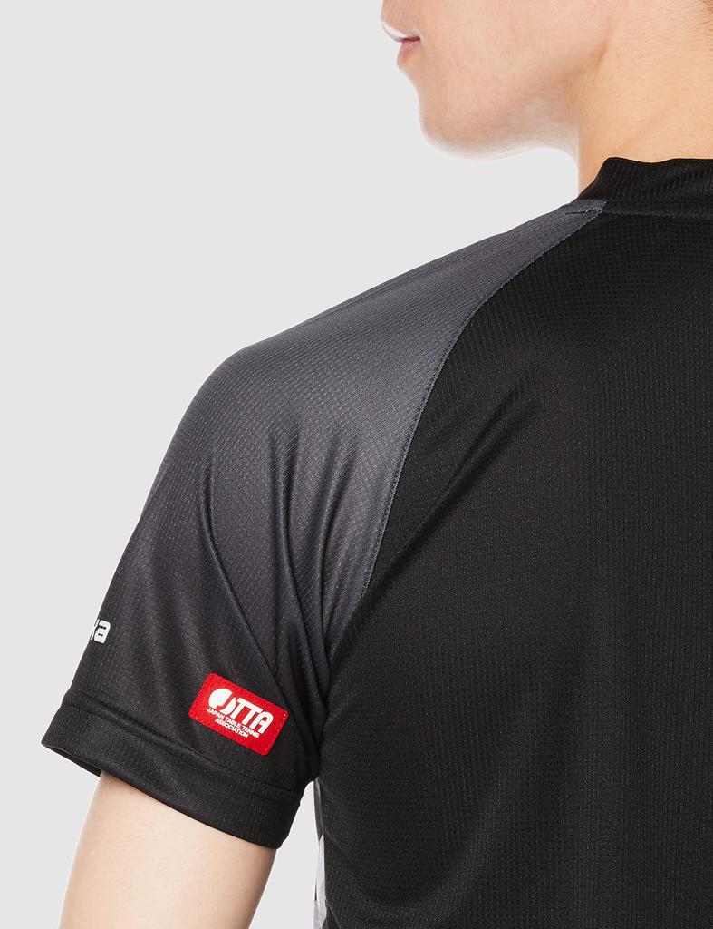 YASAKA Table Tennis Game Shirt Line Bolt Uniform Junior Officially Approved Black J150 Y243 J.T.T.A (90)