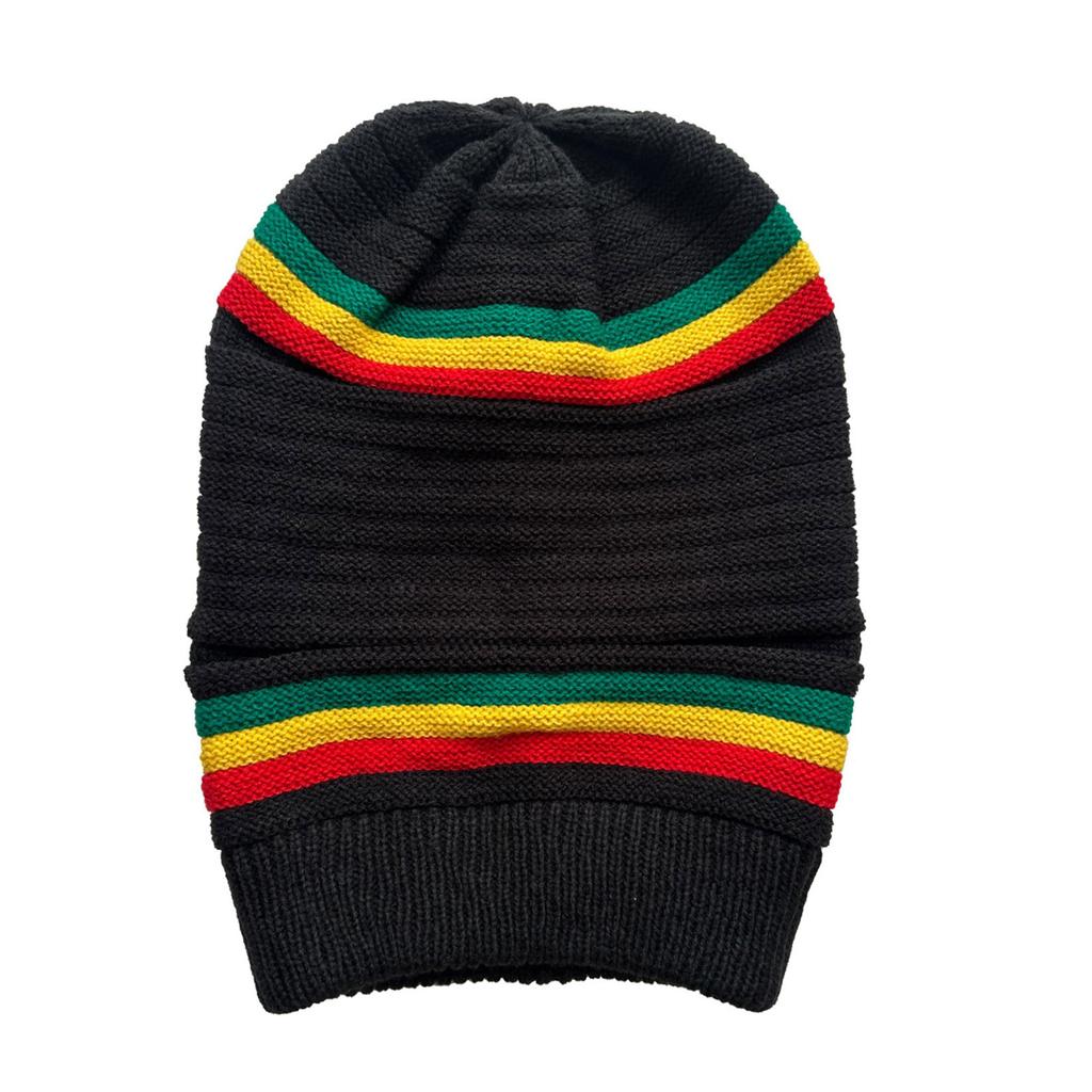 Unisex Knitted Hat Multicolor Stripe Wrinkles Hat Soft Acrylic Handmade Hat for Men and Women