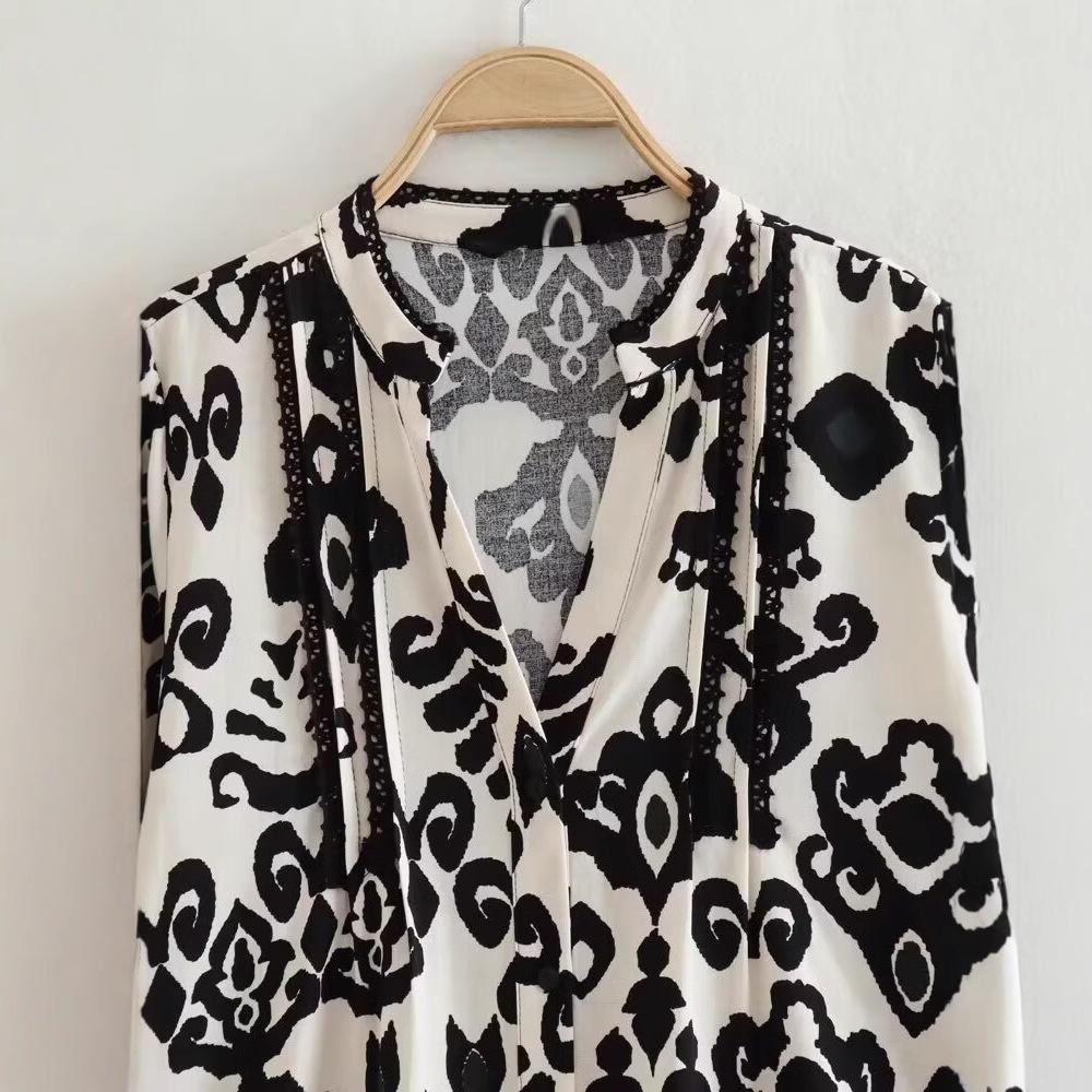 Spring 2025 Women's European-American Style Print Mini Dress