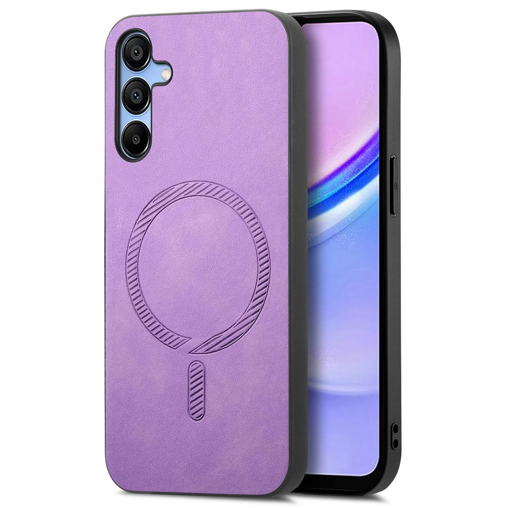 For Samsung Galaxy A15 4G/A15 5G Leather Back Case Compatible with MagSafe Skin-Touch Phone Cover