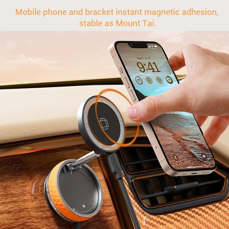Universal Magnetic Wireless Charger Foldable Vacuum Car Mount 360 Degree Rotation Stand for iPhone Samsung Gym Bath Mirror