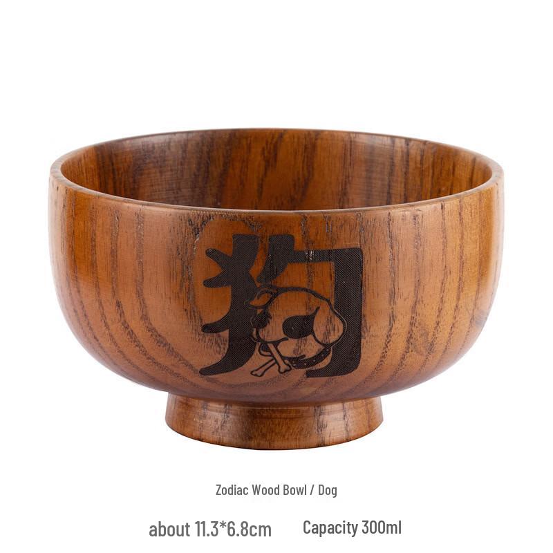 

Japanese Style Zodiac Anti-Drop Wooden Bowl