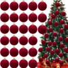 10 Stück Bordeauxroter Samt Weihnachtsbaumkugeln Christbaumschmuck, Dekorative Hängende Kugeln für den Weihnachtsbaum, Feiertags-Hochzeiten und Winter-Wohnkultur