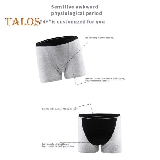 Women's Cotton Menstrual Briefs 4-Layer Leak-Proof Middle Waist Period Underwear Nighttime Absorbent Boyshorts for Heavy Flow Ladies Girls