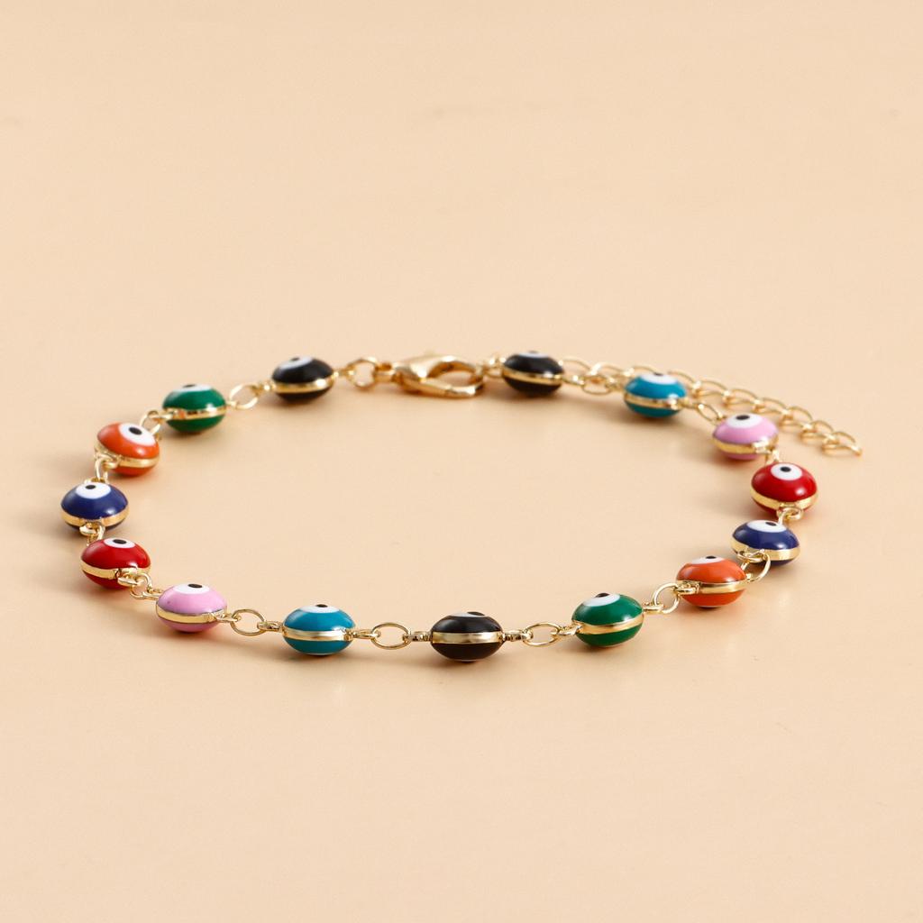 European and American Ins Thick Aluminum Chain Devil's Eye Anklet Girl High-end Retro Foot Accessories Three-piece Set